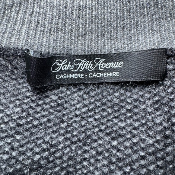 Saks Fifth Avenue Men’s Cashmere Quarter Zip Sweater Charcoal Size M - Picture 7 of 12